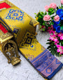 Enticing Mustard Soft Banarasi Silk Saree With Eye-catching Blouse Piece