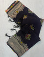Mesmerising Black Banarasi Georgette Silk Saree With Panache Blouse Piece