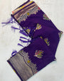Fugacious Purple Banarasi Georgette Silk Saree With Sizzling Blouse Piece