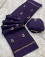 Fancifull Purple Banarasi Khadi Silk Saree With Whimsical Blouse Piece