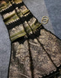 Exuberant Black Banarasi Dola Silk Saree With Demesne Blouse Piece