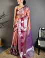 Exceptional Orange Kanjivaram Silk Saree With Splendiferous Blouse Piece
