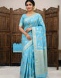 Eclat Sky Banarasi Dola Silk Saree With Alluring Blouse Piece