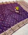 Tremendous Wine Pure Zari Weaving Banarasi Silk Saree With Inimitable Blouse Piece