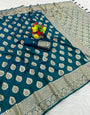 Staring Rama Pure Zari Weaving Banarasi Silk Saree With Delightful Blouse Piece