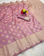 Engaging Pink Soft Silk Saree With Effulgent Blouse Piece