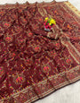 Majesty Brown Pashmina Saree With Winsome Blouse Piece