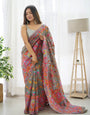 Smoky Grey Kashmiri Modal Pashmina Silk Saree