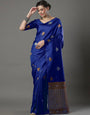 Magnificat Blue Soft Silk Saree With Delightful Blouse Piece