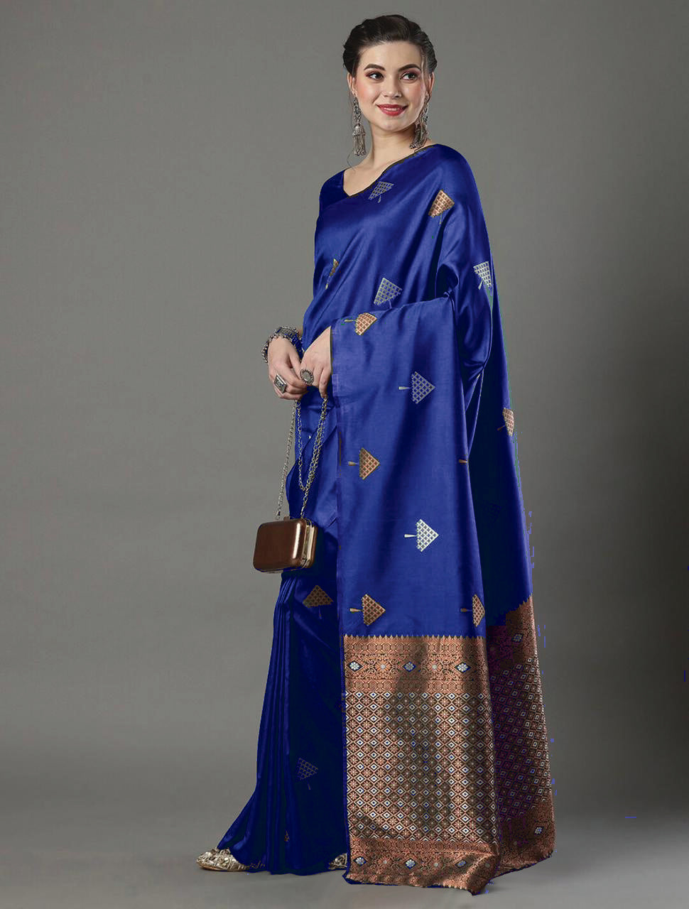 Magnificat Blue Soft Silk Saree With Delightful Blouse Piece