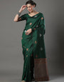Splendorous Green Soft Silk Saree With Effervescent Blouse Piece