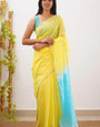 Ideal Yellow Cotton Silk Saree With Prettiest Blouse Piece