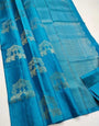 Engaging Turquoise Soft Silk Saree With Adorable Blouse Piece