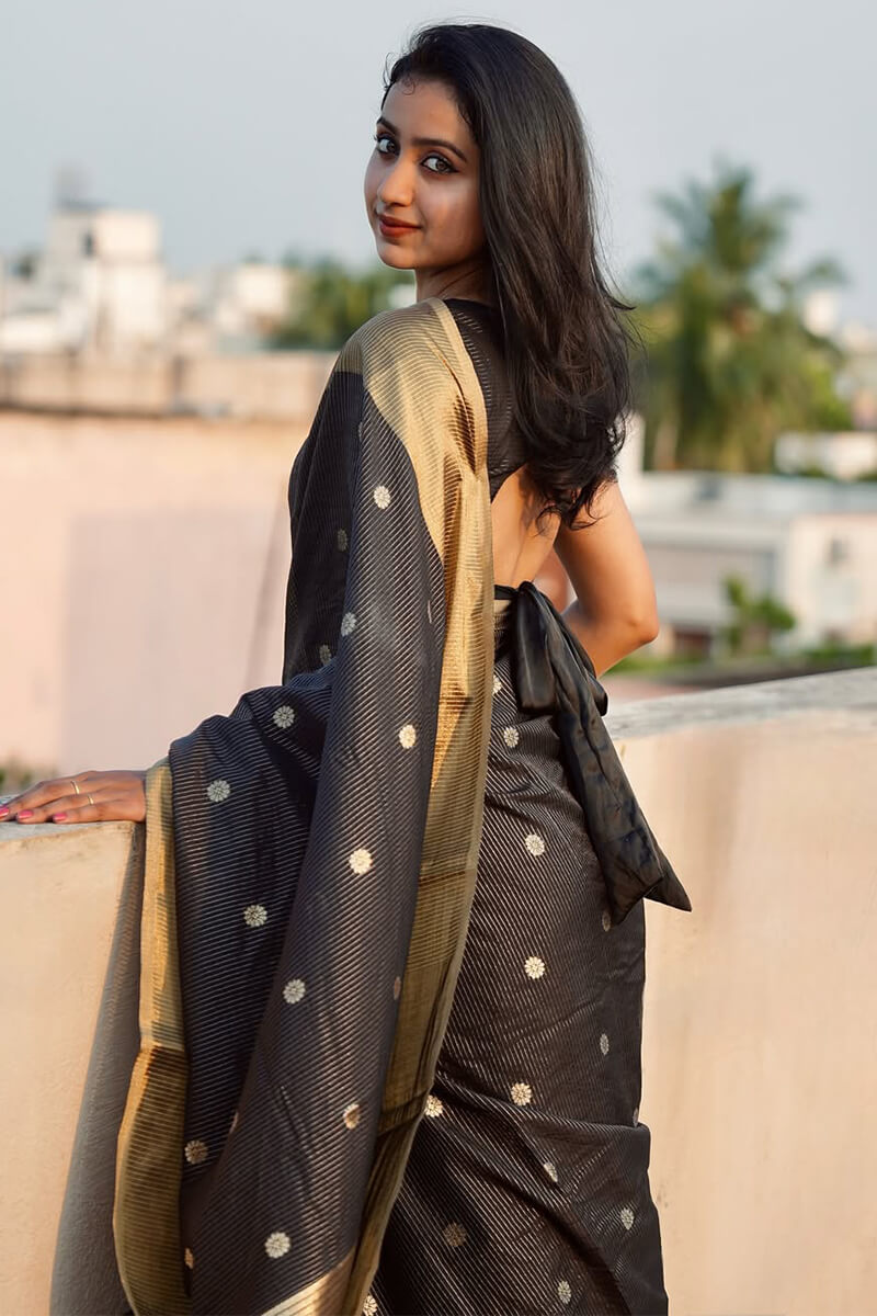 Forbearance Black Soft Silk Saree With Sensational Blouse Piece
