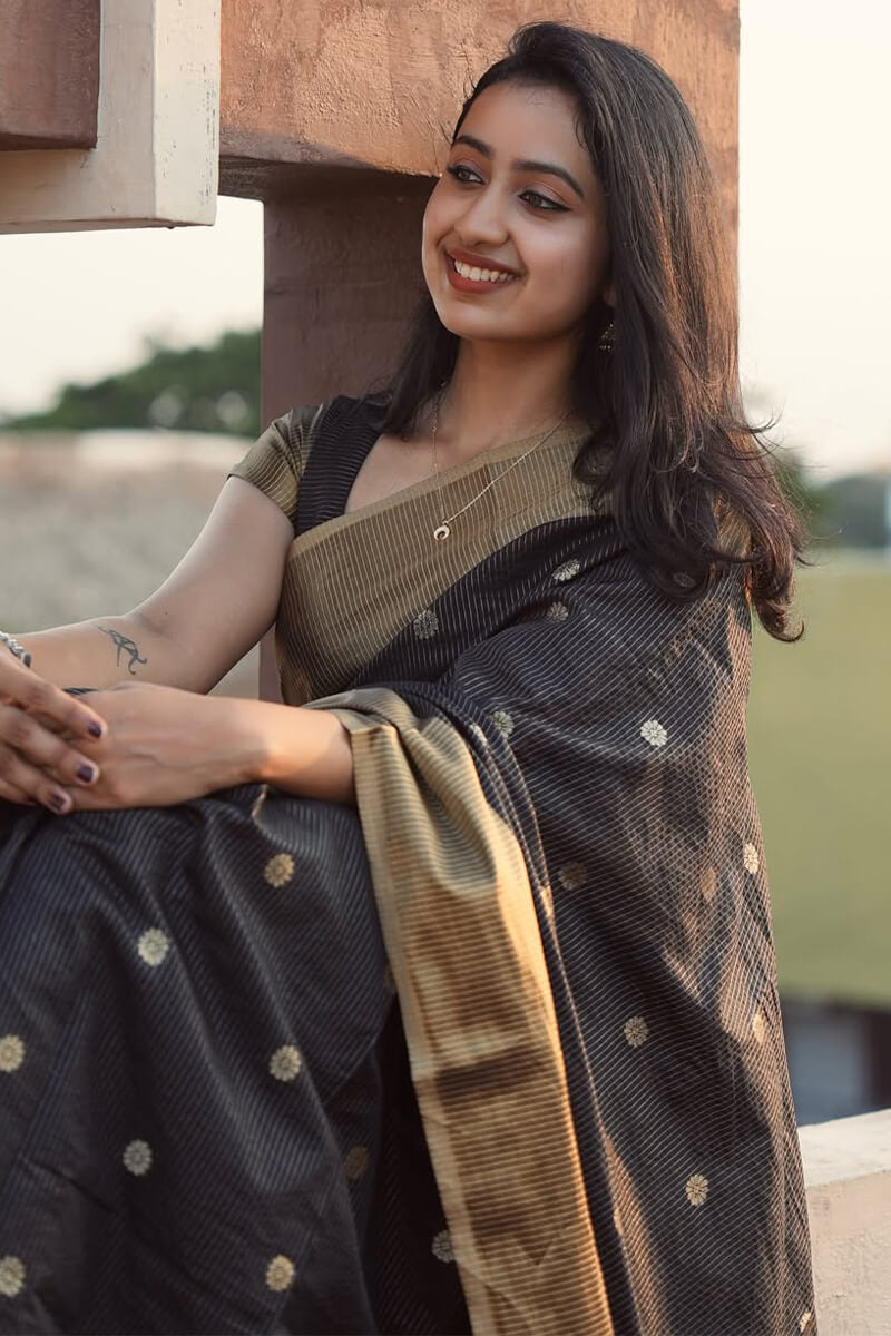 Forbearance Black Soft Silk Saree With Sensational Blouse Piece