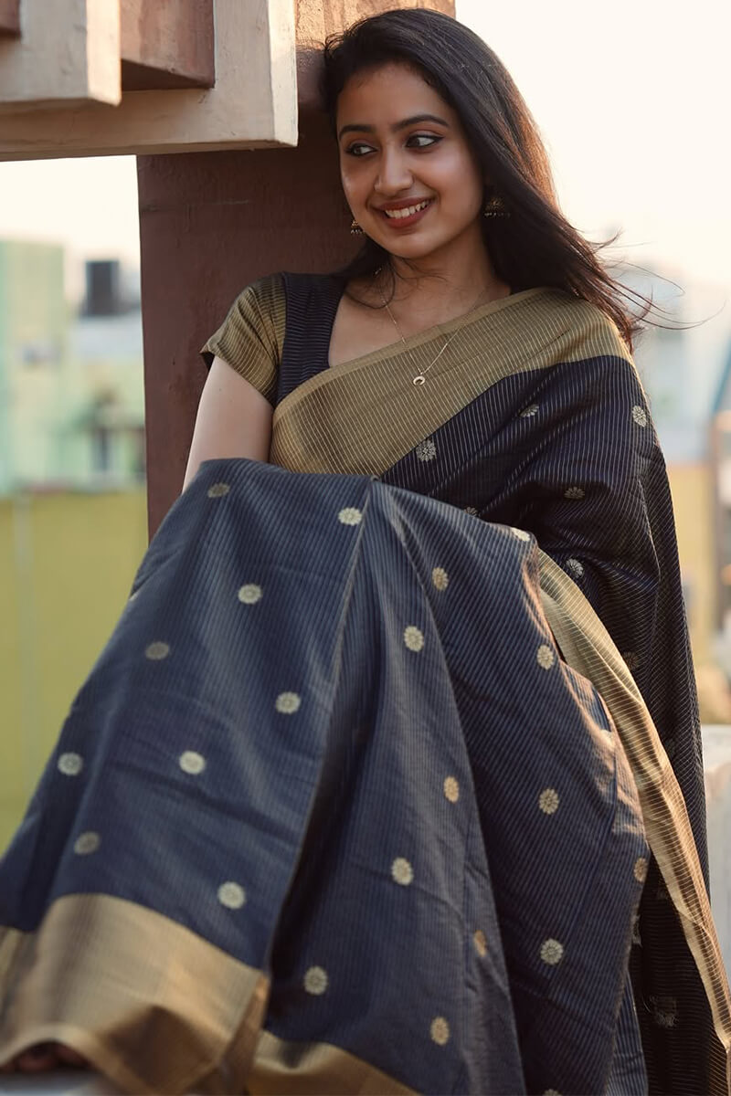 Forbearance Black Soft Silk Saree With Sensational Blouse Piece
