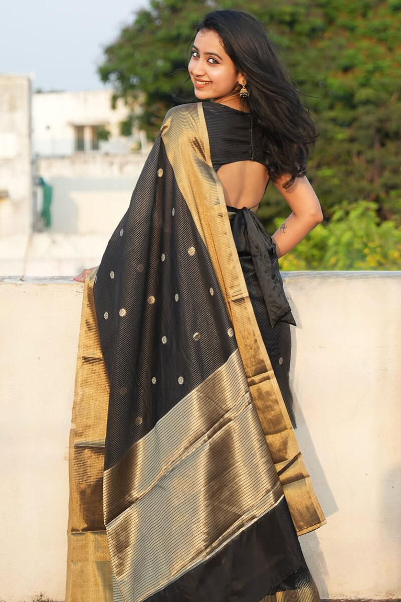 Forbearance Black Soft Silk Saree With Sensational Blouse Piece