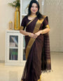 Lovely Brown Soft Silk Saree With Bucolic Blouse Piece
