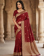 Designer Maroon Soft Silk Saree With Brood Blouse Piece