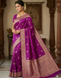 Gratifying Wine Soft Silk Saree With Improbable Blouse Piece