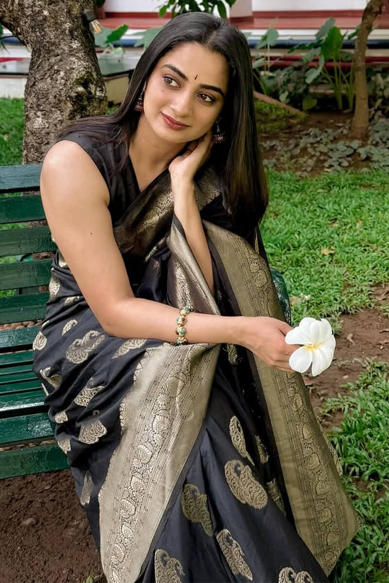 Majestic Black Soft Silk Saree With Arresting Blouse Piece