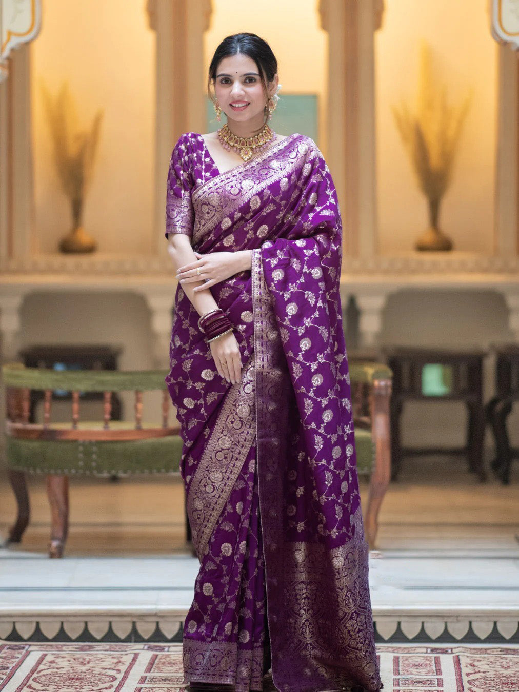 Enthralling Purple Soft Silk Saree With Deserving Blouse Piece