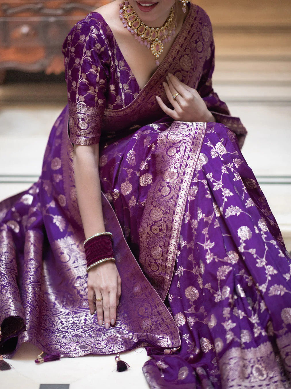 Enthralling Purple Soft Silk Saree With Deserving Blouse Piece