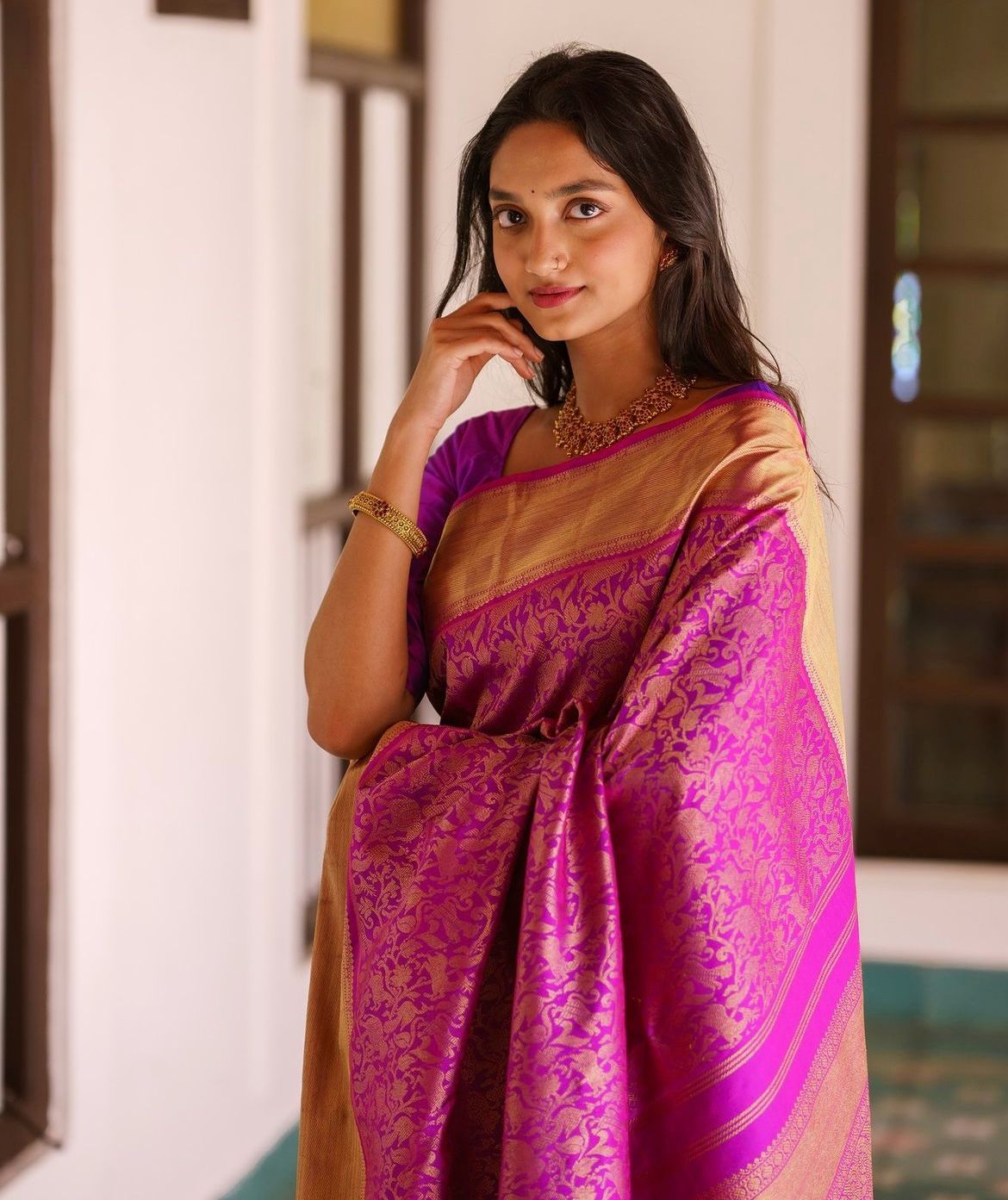 Moiety Magenta Soft Silk Saree With Demure Blouse Piece