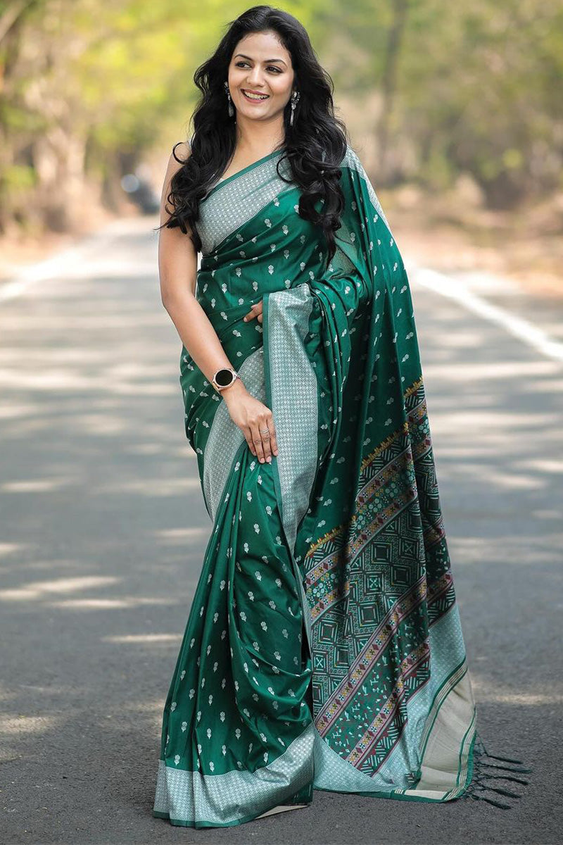 Racing Green Maheshawari Cotton Silk Saree