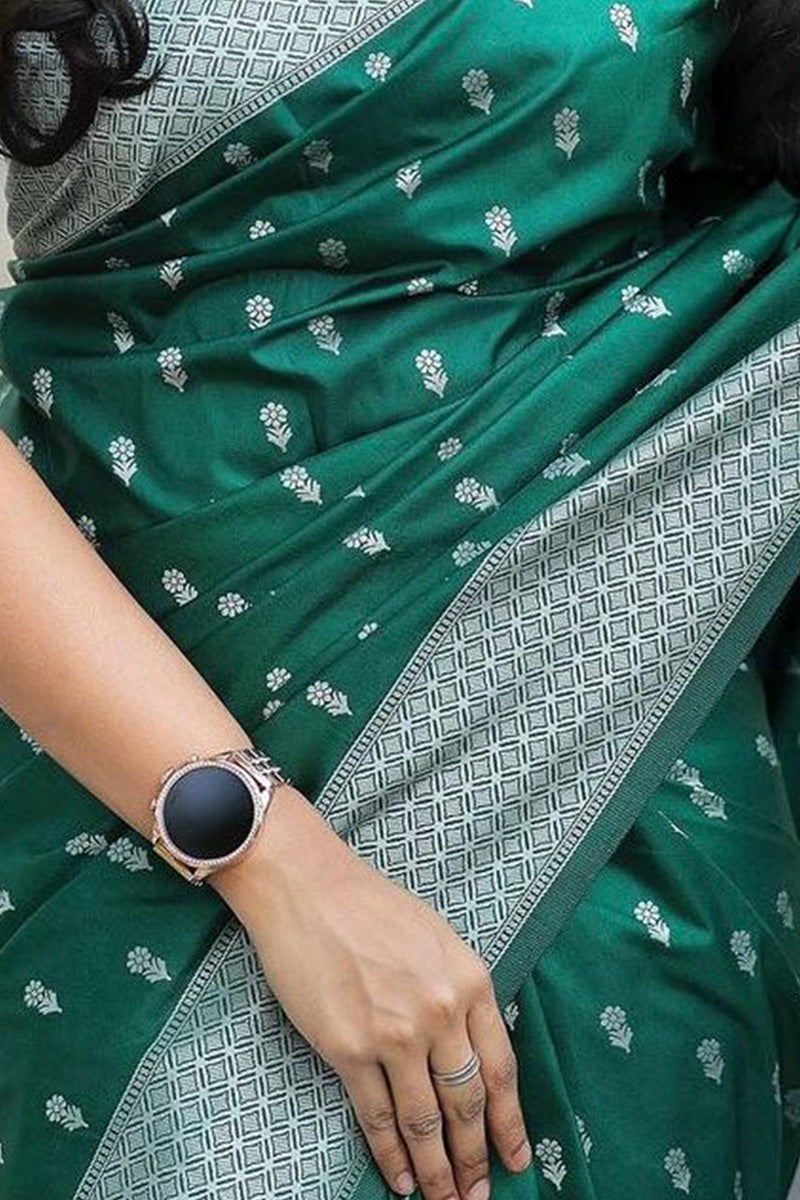 Racing Green Maheshawari Cotton Silk Saree