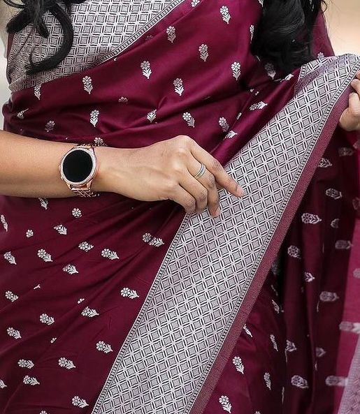 Crater Brown Maheshawari Cotton Silk Saree