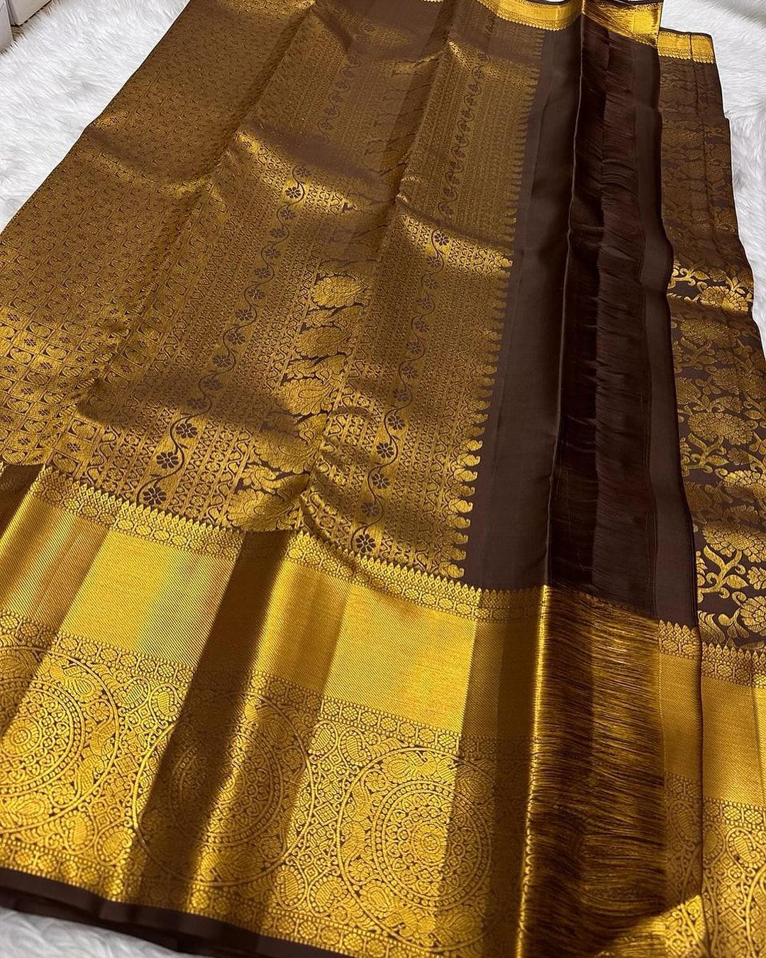 Exquisite Brown Soft Silk Saree With Desiring Blouse Piece