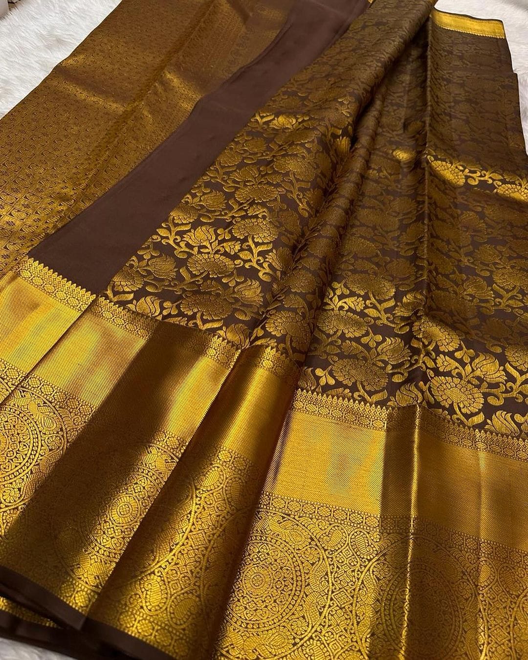Exquisite Brown Soft Silk Saree With Desiring Blouse Piece