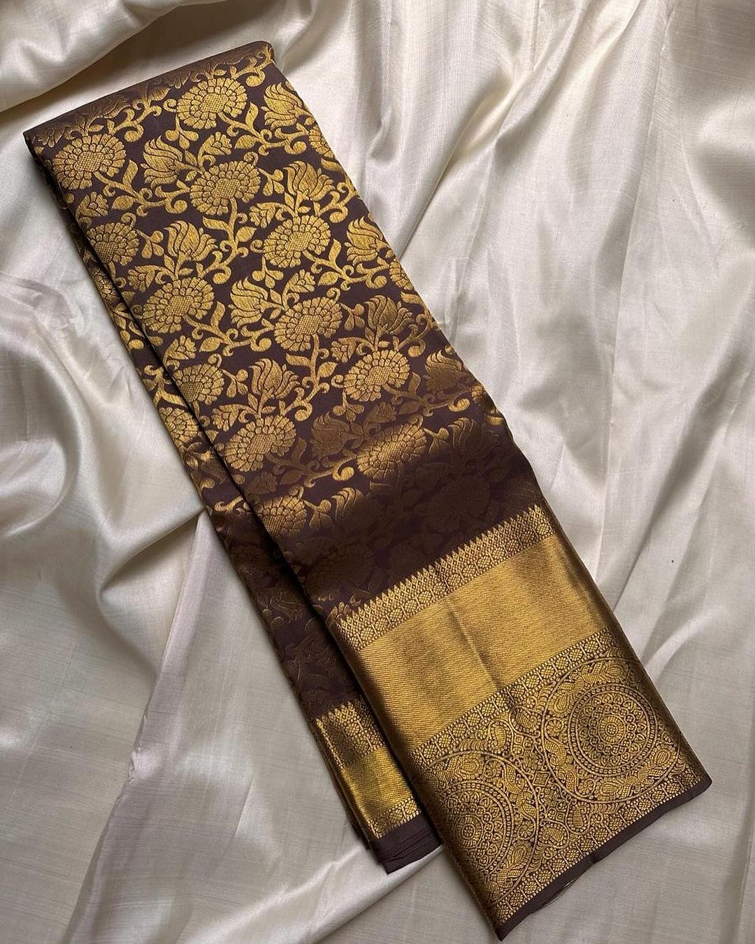 Exquisite Brown Soft Silk Saree With Desiring Blouse Piece