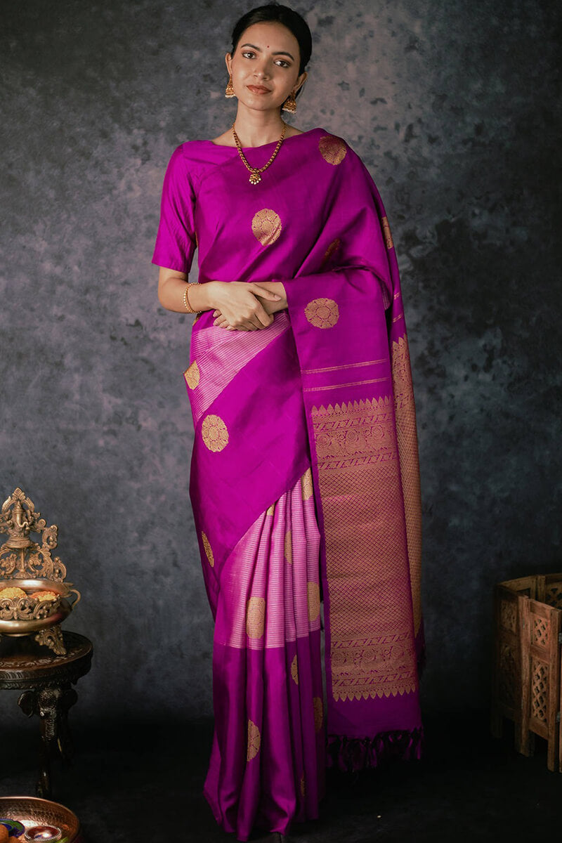 Scrumptious Magenta Soft Silk Saree With Charming Blouse Piece