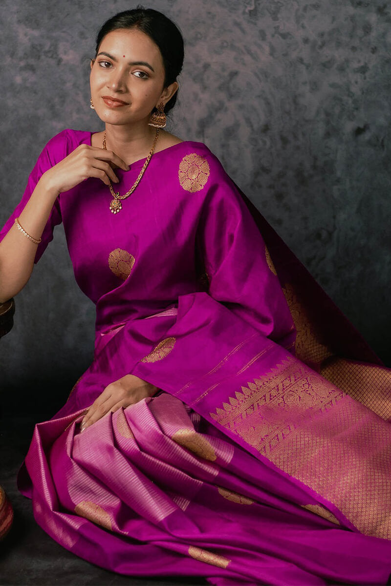 Scrumptious Magenta Soft Silk Saree With Charming Blouse Piece