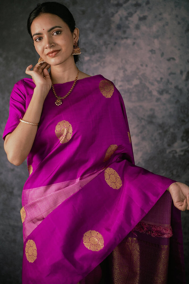 Scrumptious Magenta Soft Silk Saree With Charming Blouse Piece