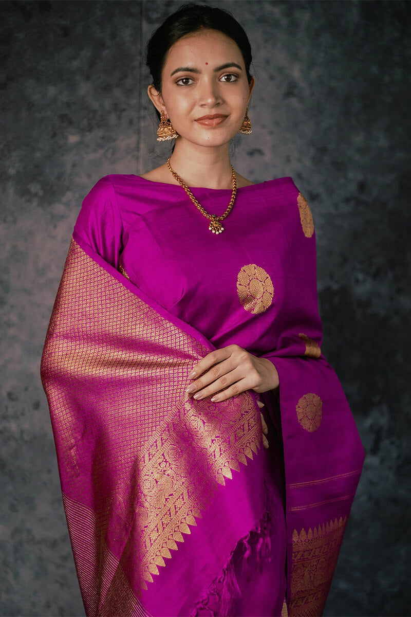 Scrumptious Magenta Soft Silk Saree With Charming Blouse Piece