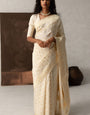 Engrossing Beige Soft Silk Saree With Elegant Blouse Pieced