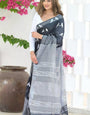 Charcoal Black Maheshawari Cotton Silk Saree