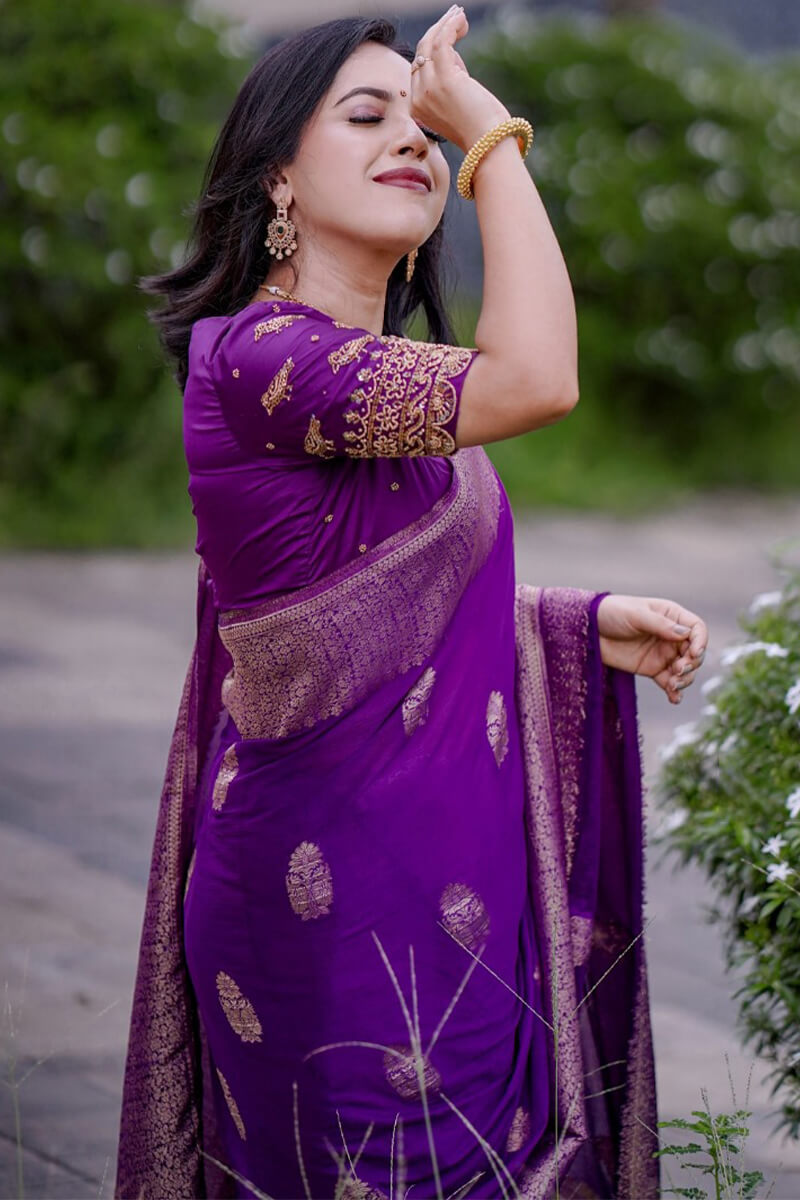 Deep Violet Maheshawari Cotton Silk Saree