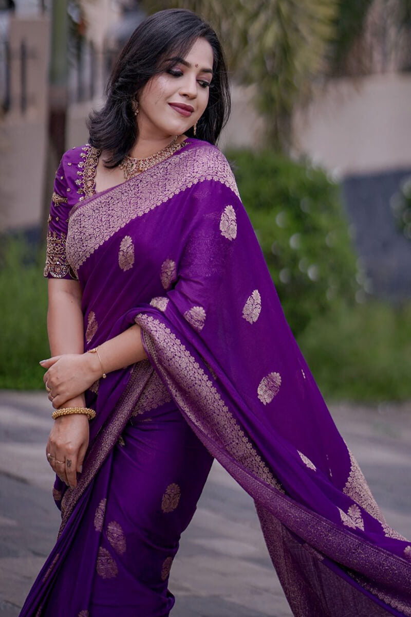 Deep Violet Maheshawari Cotton Silk Saree