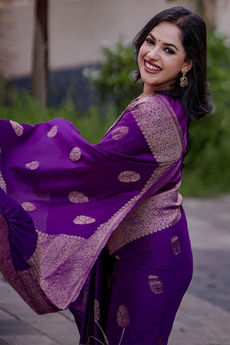 Deep Violet Maheshawari Cotton Silk Saree