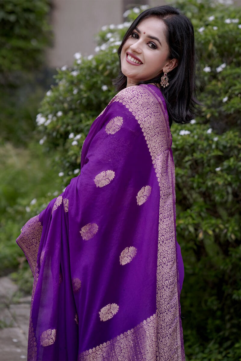 Deep Violet Maheshawari Cotton Silk Saree