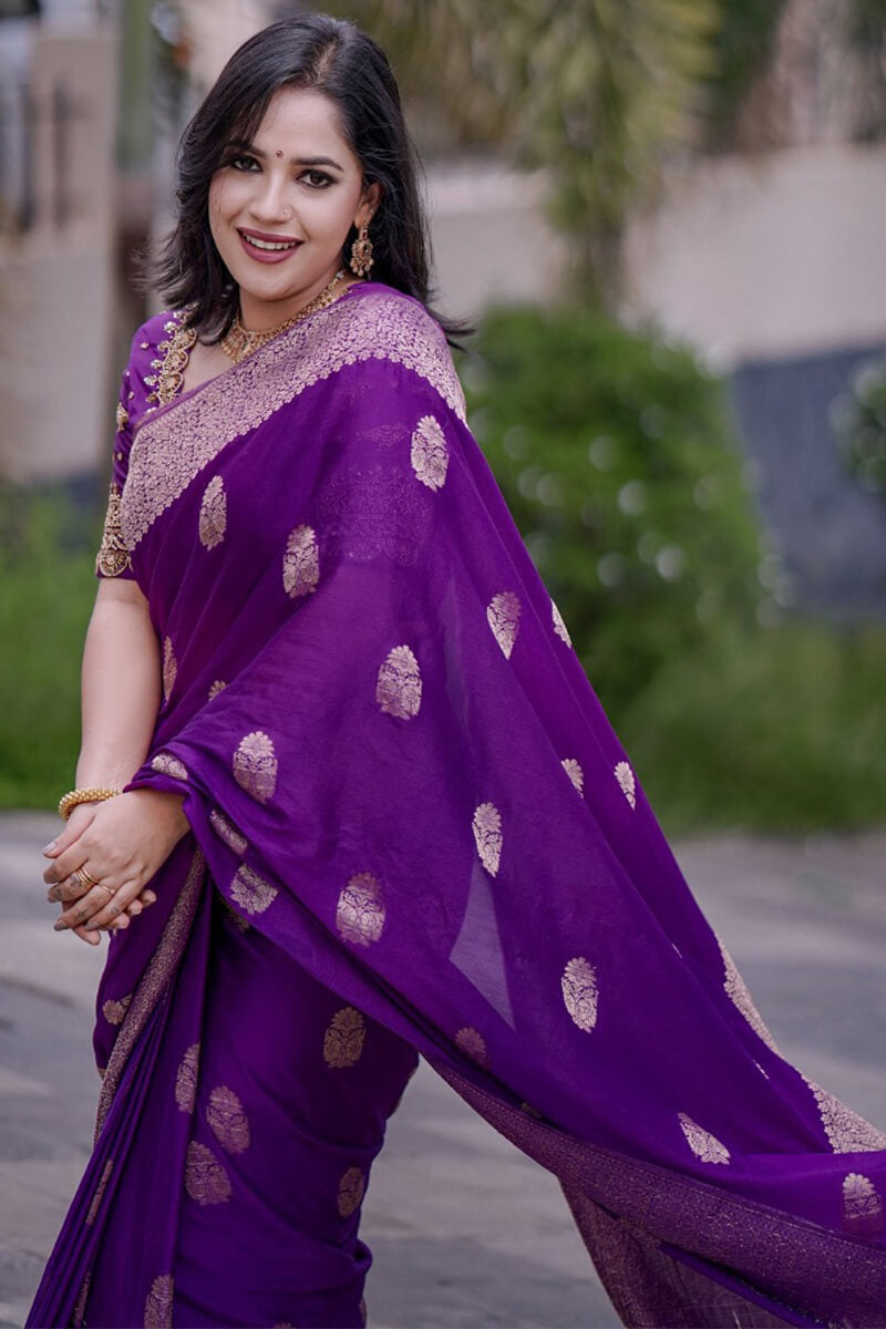 Deep Violet Maheshawari Cotton Silk Saree