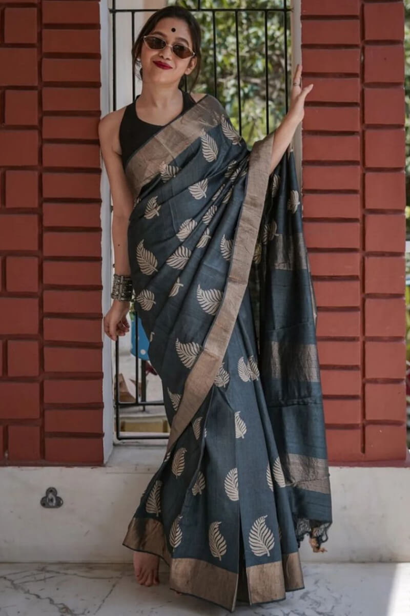 Tuna Black Maheshawari Cotton Silk Saree