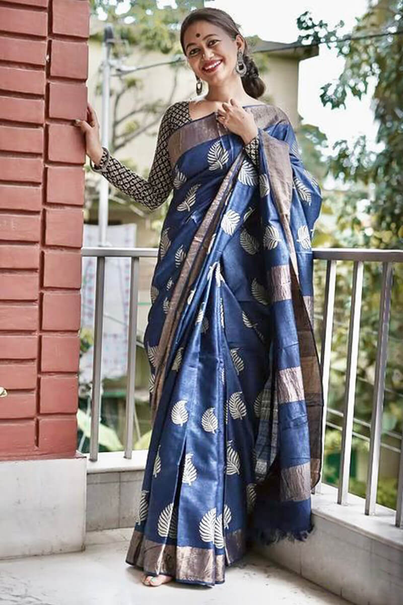 Tealish Blue Maheshawari Cotton Silk Saree