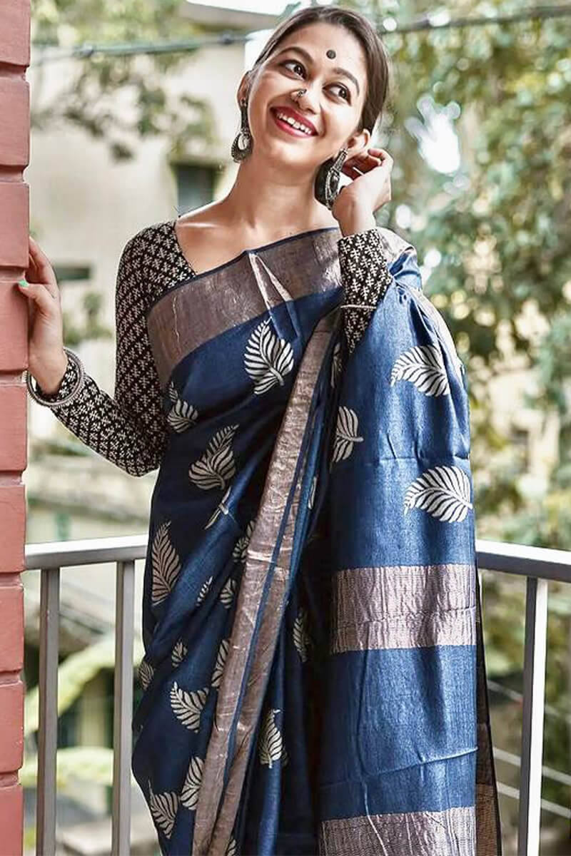 Tealish Blue Maheshawari Cotton Silk Saree