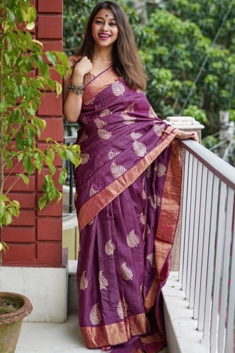 Reddish Magenta Maheshawari Cotton Silk Saree