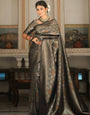 Desirable Black Soft Silk Saree With Traditional Blouse Piece